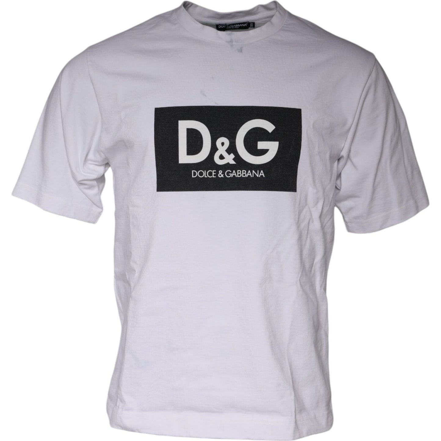 Dolce & Gabbana White Logo Print Cotton Crew Neck T-shirt Dolce & Gabbana Gray