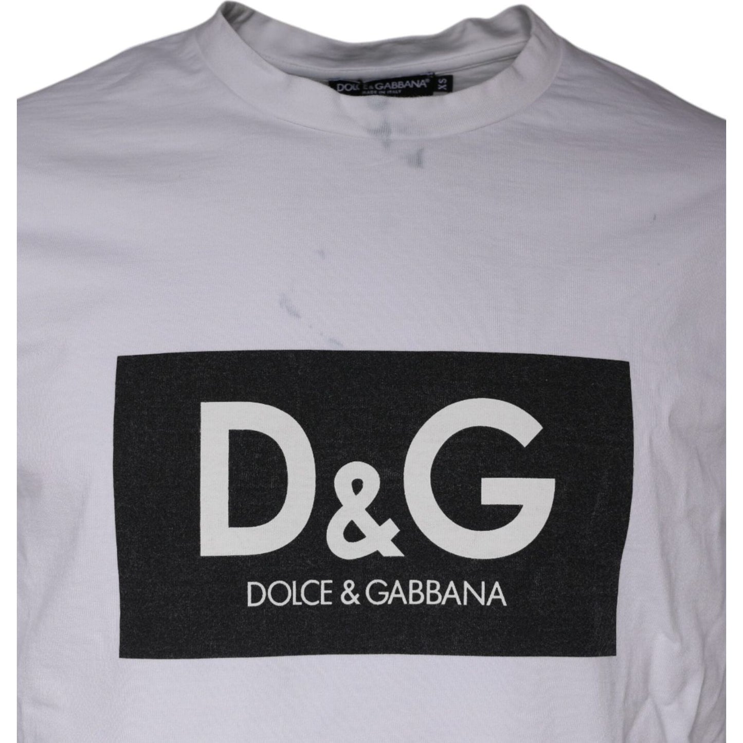 Dolce & Gabbana White Logo Print Cotton Crew Neck T-shirt Dolce & Gabbana Gray