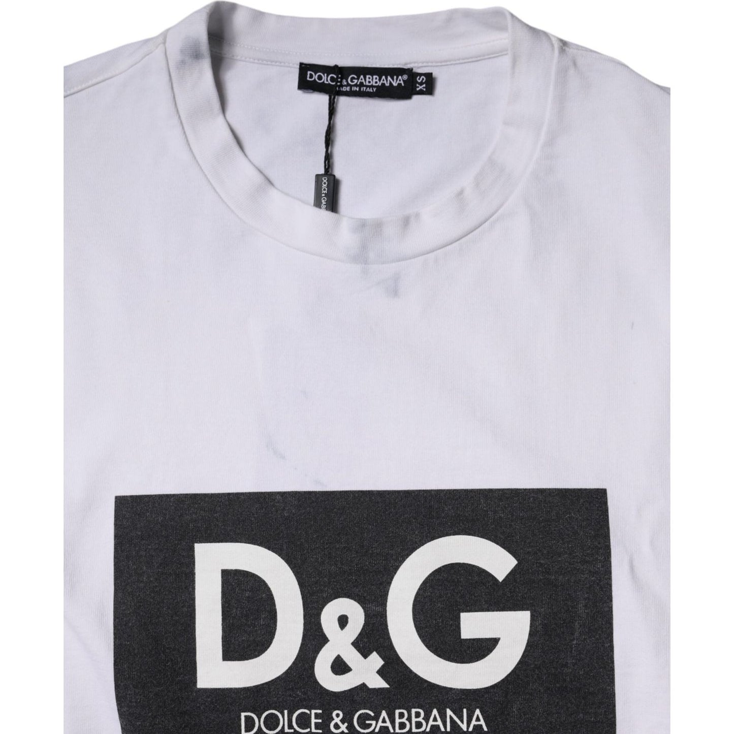 Dolce & Gabbana White Logo Print Cotton Crew Neck T-shirt Dolce & Gabbana Dark Slate Gray