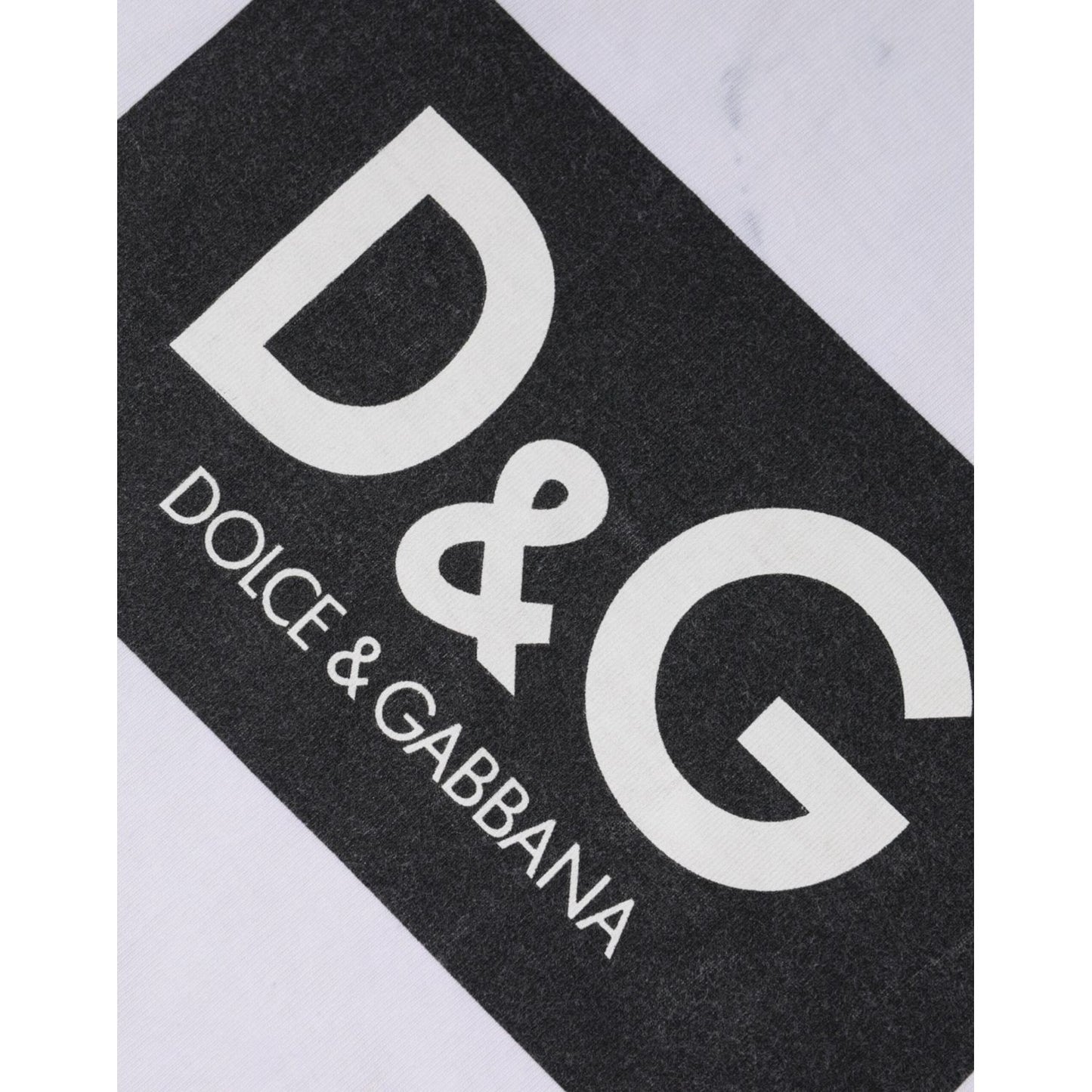 Dolce & Gabbana White Logo Print Cotton Crew Neck T-shirt Dolce & Gabbana Dark Slate Gray