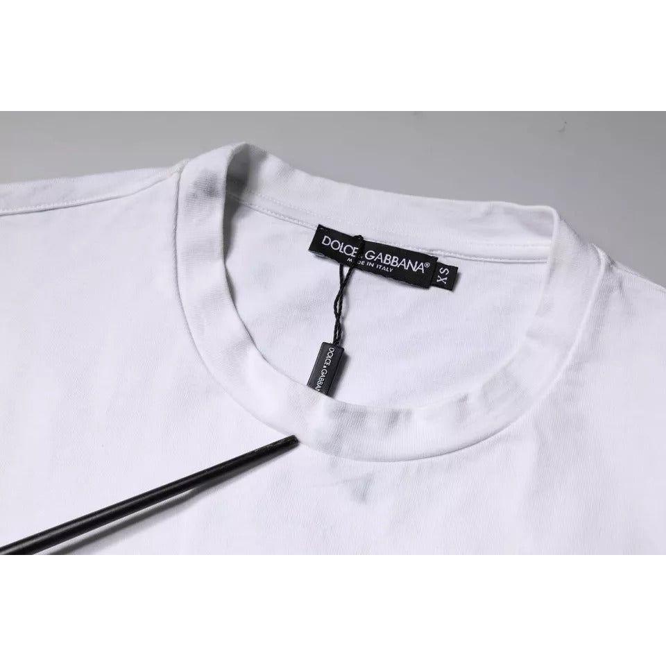 Dolce & Gabbana White Logo Print Cotton Crew Neck T-shirt Dolce & Gabbana Light Gray