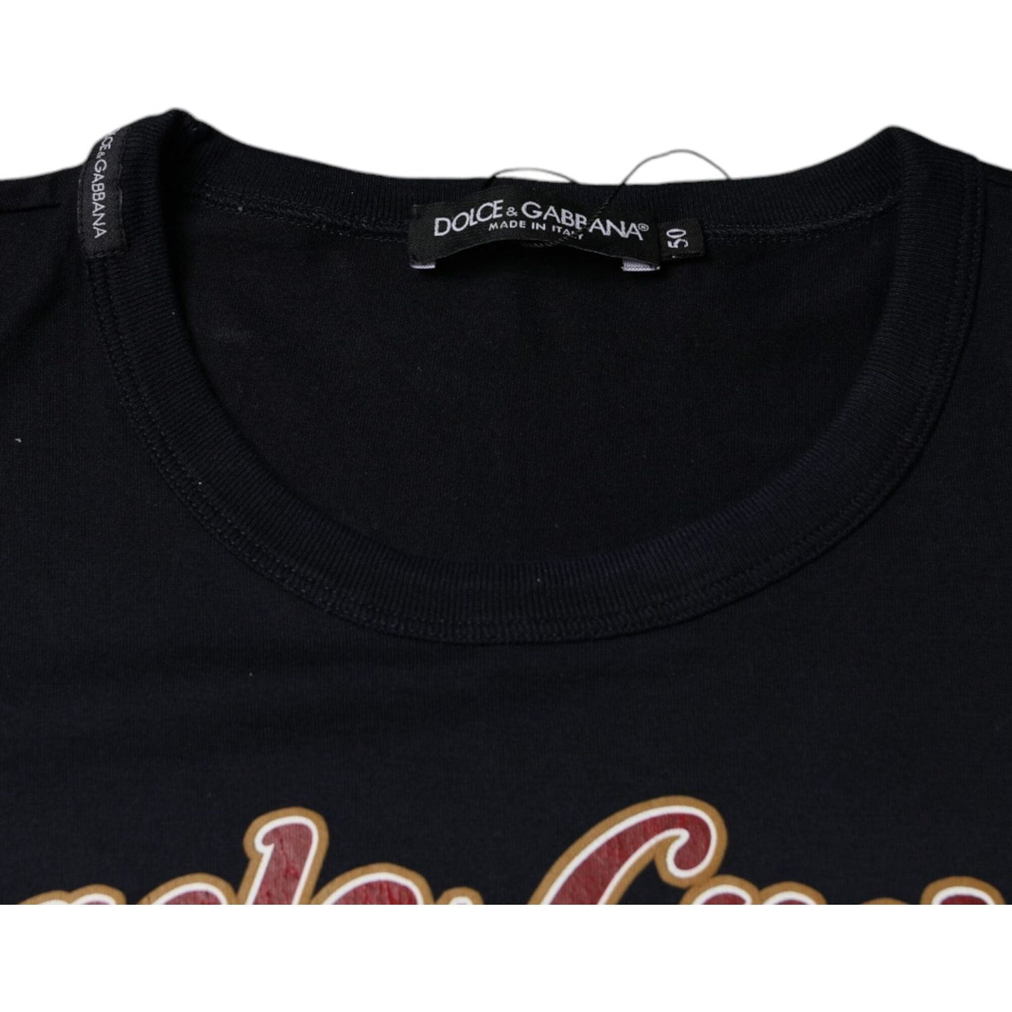 Dolce & Gabbana Black Graphic Print Cotton Crew Neck T-shirt Dolce & Gabbana Black