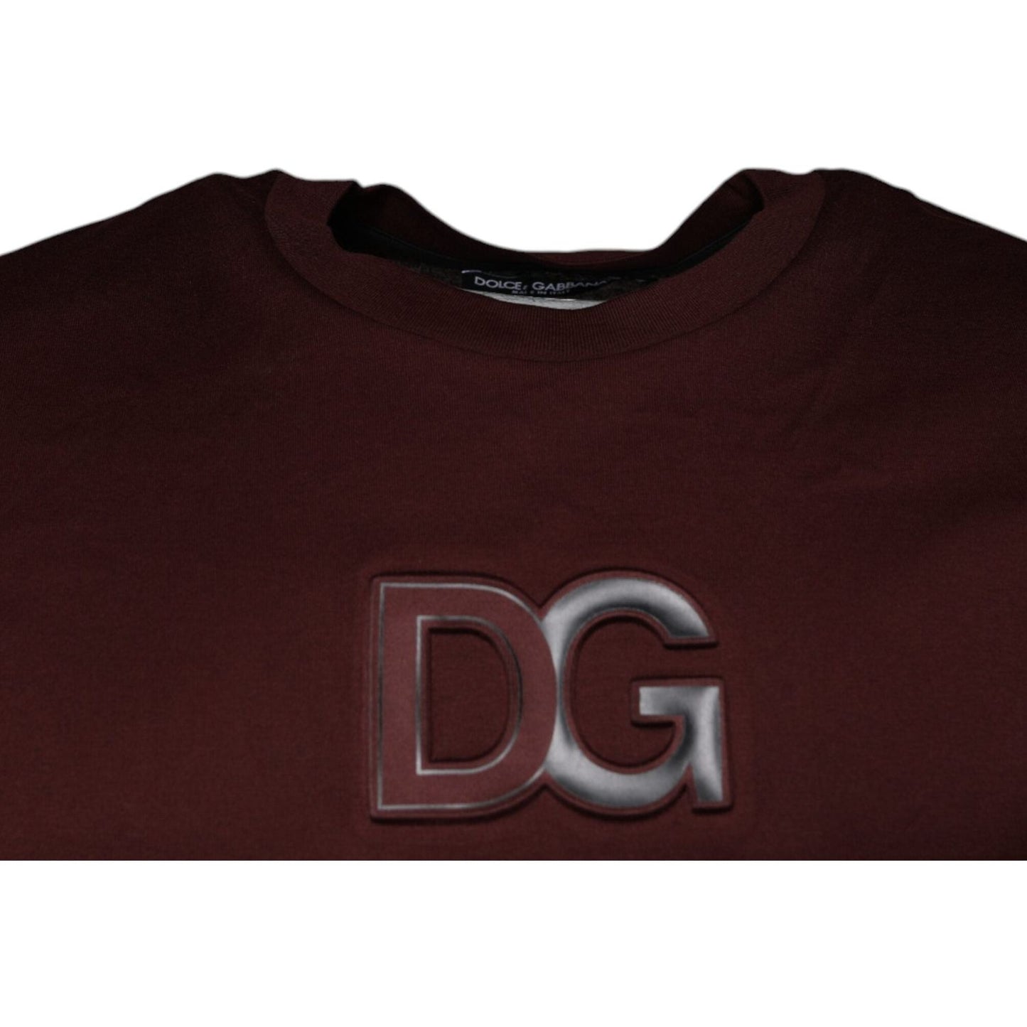 Dolce & Gabbana Maroon DG Logo Cotton Crew Neck T-shirt Dolce & Gabbana Black