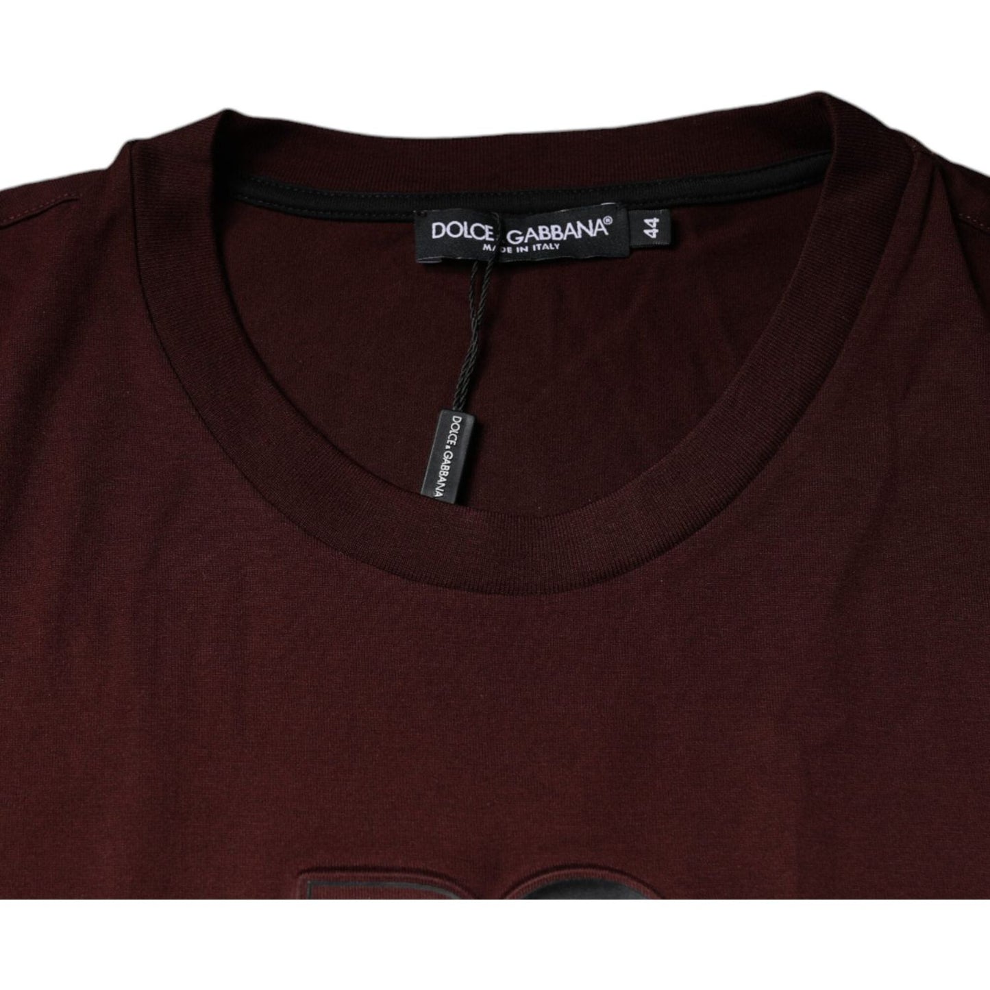 Dolce & Gabbana Maroon DG Logo Cotton Crew Neck T-shirt Dolce & Gabbana Black