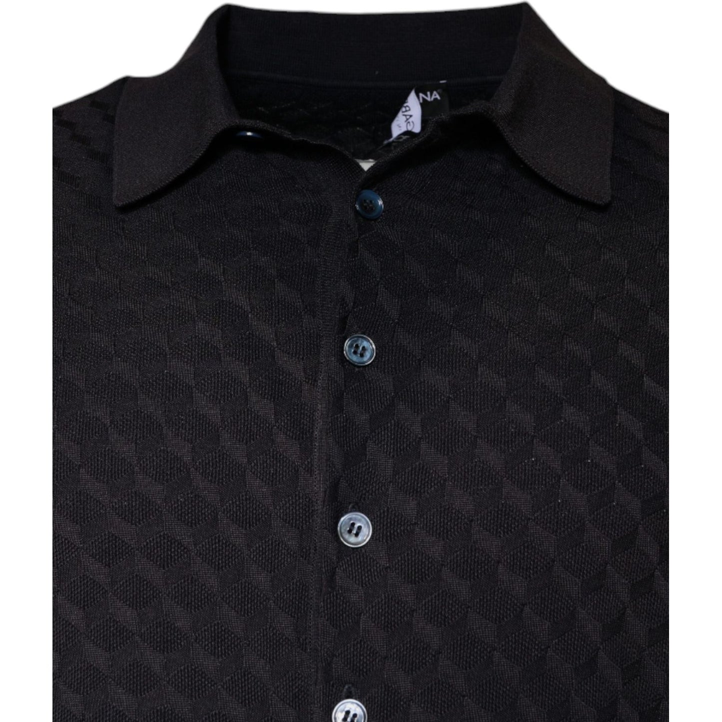 Dolce & Gabbana Multicolor Silk Button Down Collared T-shirt Dolce & Gabbana Black