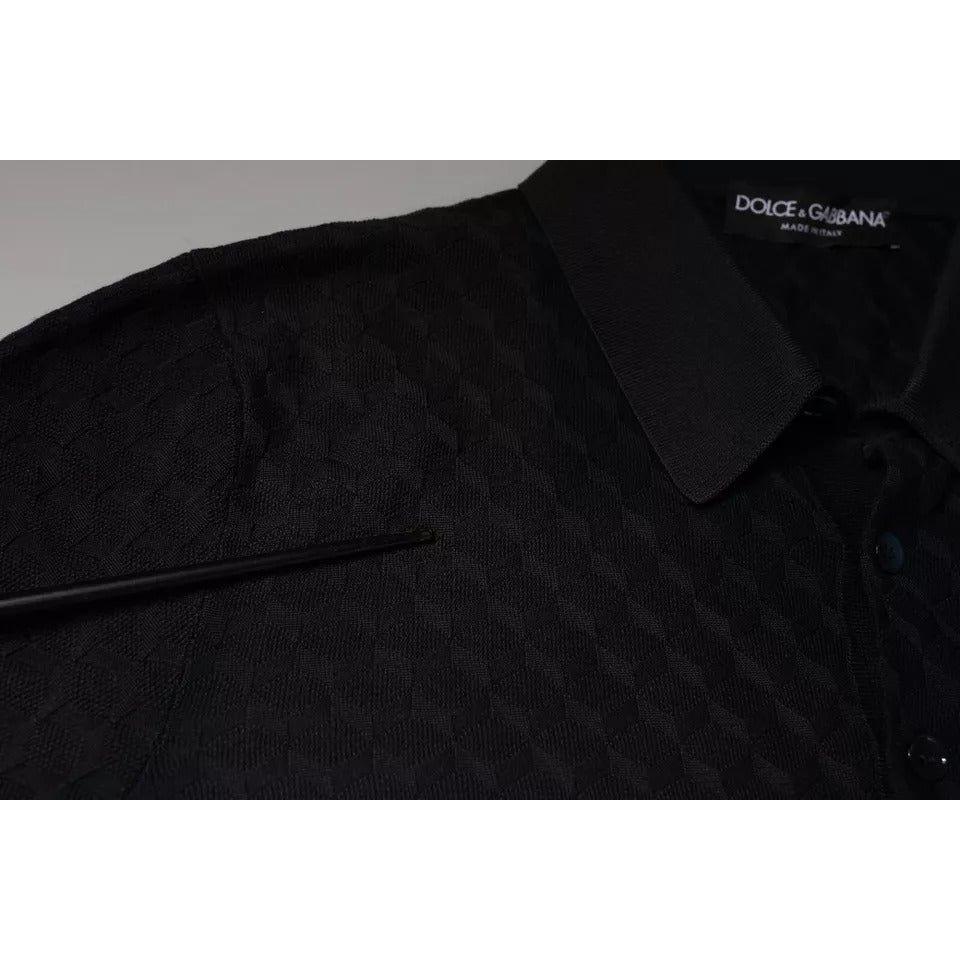 Dolce & Gabbana Multicolor Silk Button Down Collared T-shirt Dolce & Gabbana Black