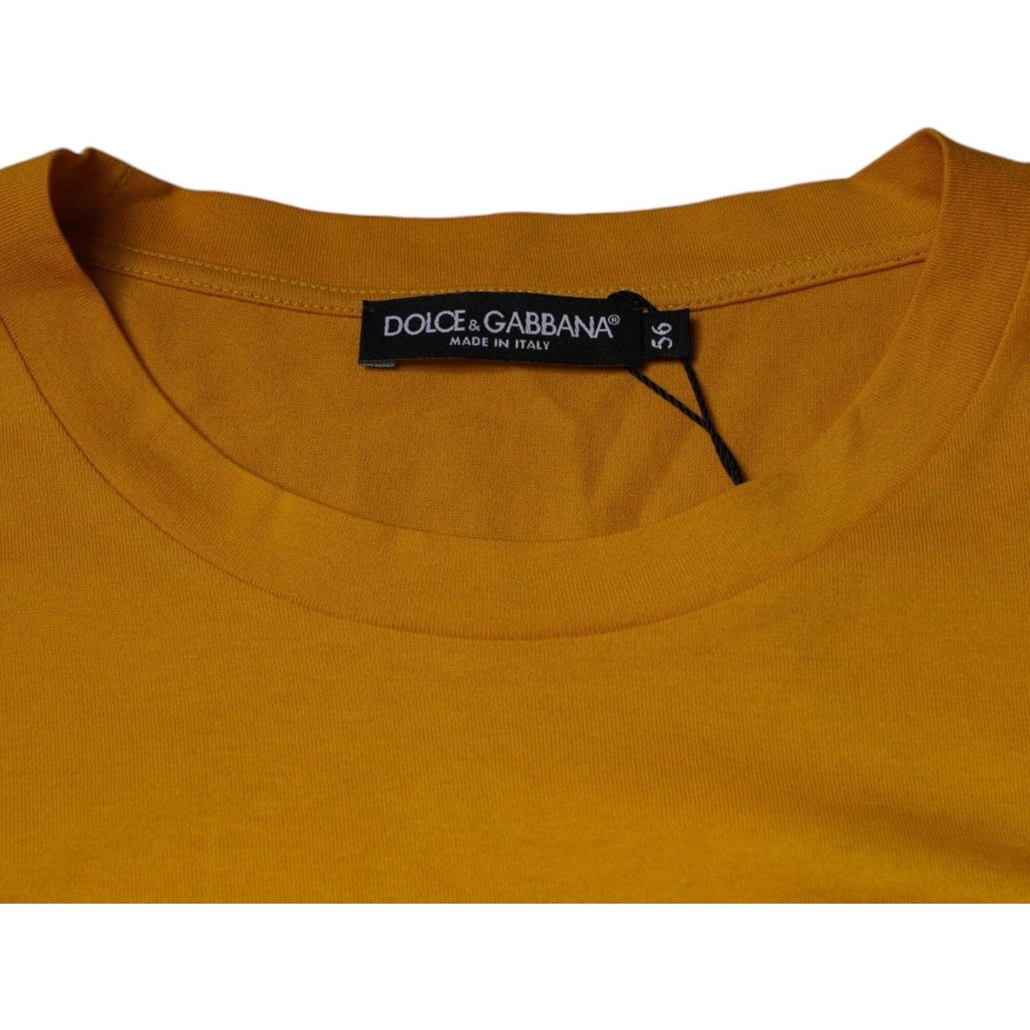Dolce & Gabbana Mustard Embossed Logo Crew Neck T-shirt Dolce & Gabbana Saddle Brown