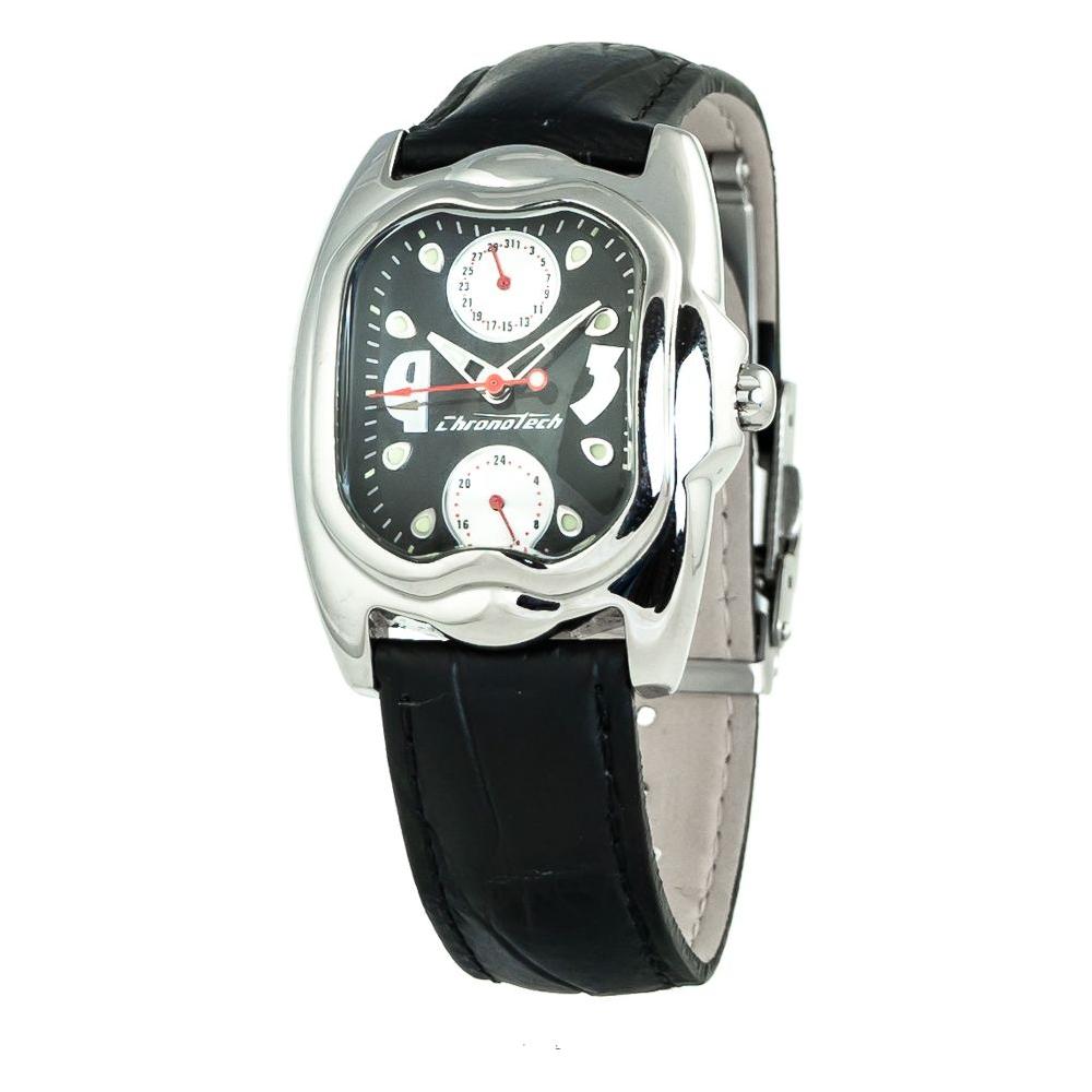Chronotech Black Leather Watch Chronotech Dark Slate Gray