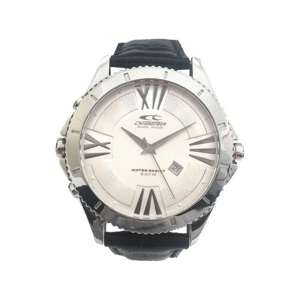 Chronotech Black Leather Watch Chronotech Light Gray