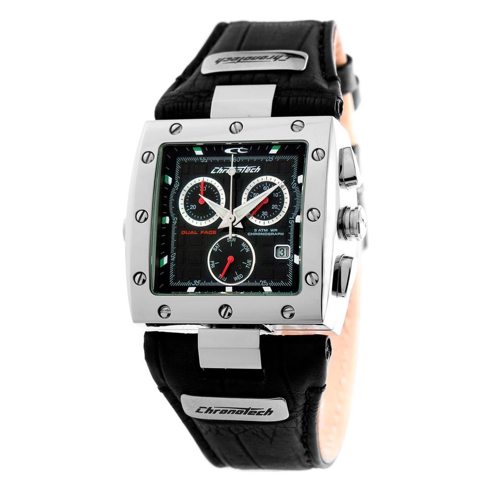 Chronotech Black Leather Watch Chronotech Black