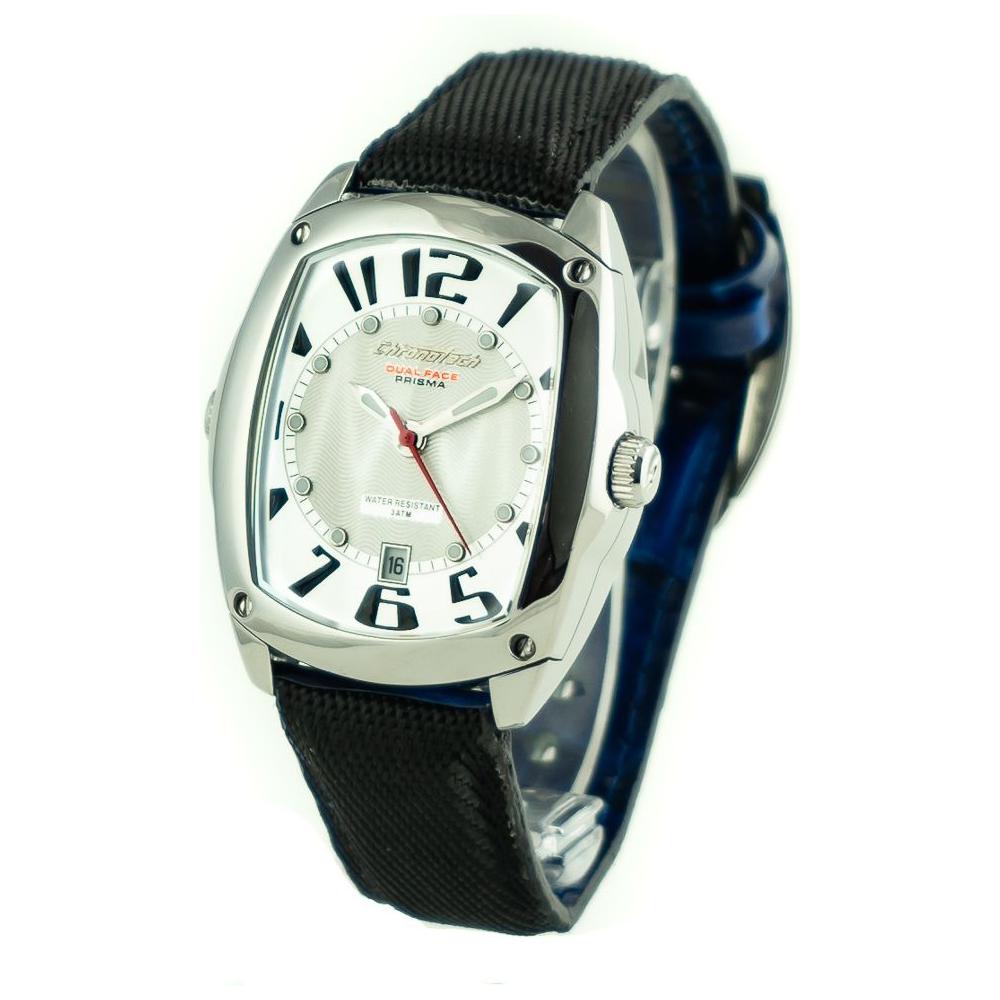Chronotech Black Leather Watch Chronotech Dark Slate Gray