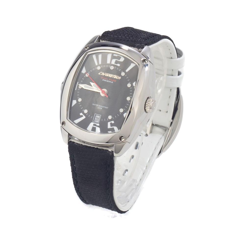 Chronotech Black Leather Watch Chronotech Light Gray