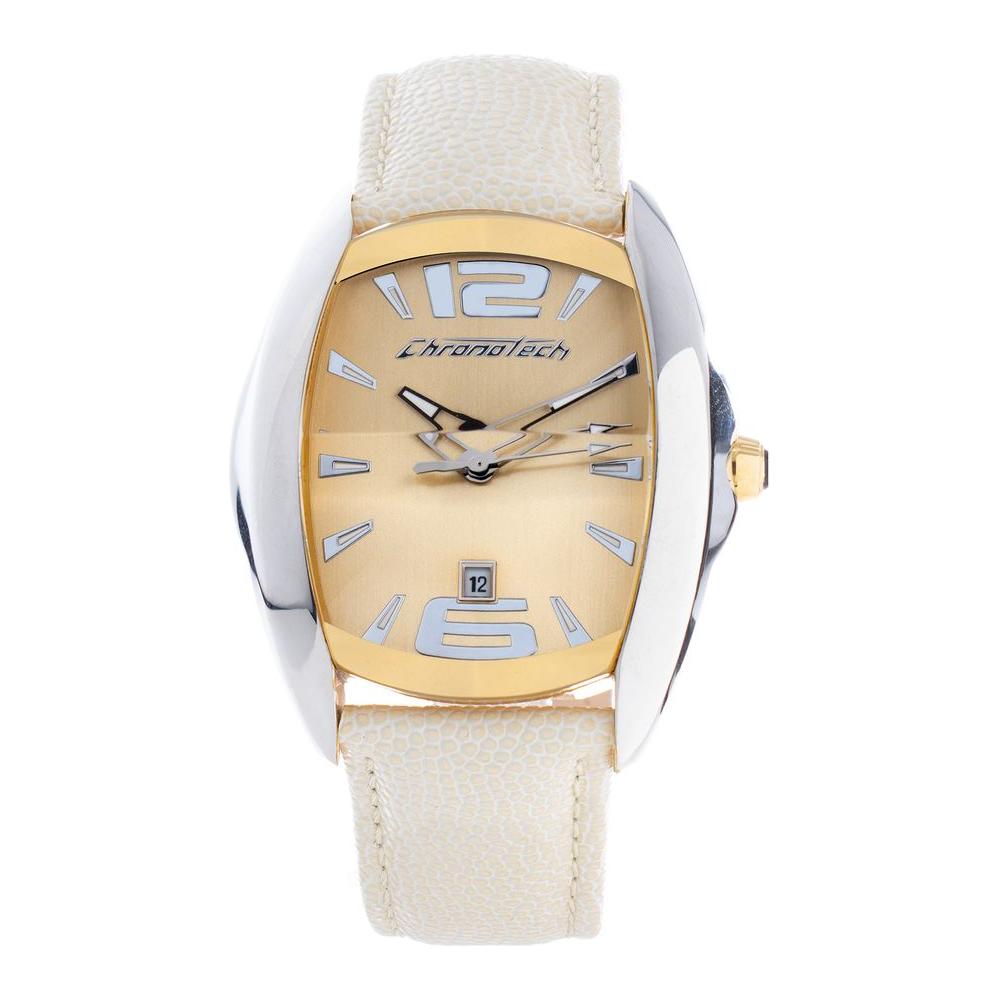 Chronotech Beige Leather Watch Chronotech Light Gray