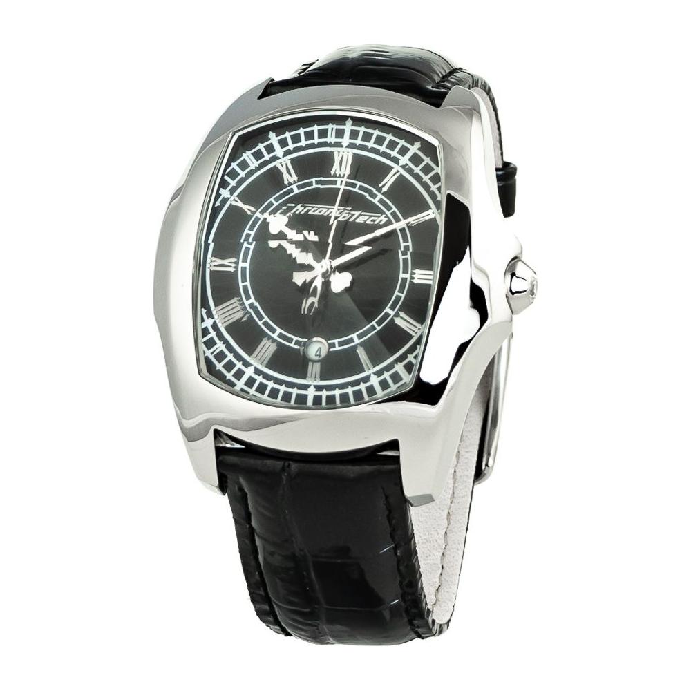 Chronotech Black Leather Watch Chronotech Light Gray