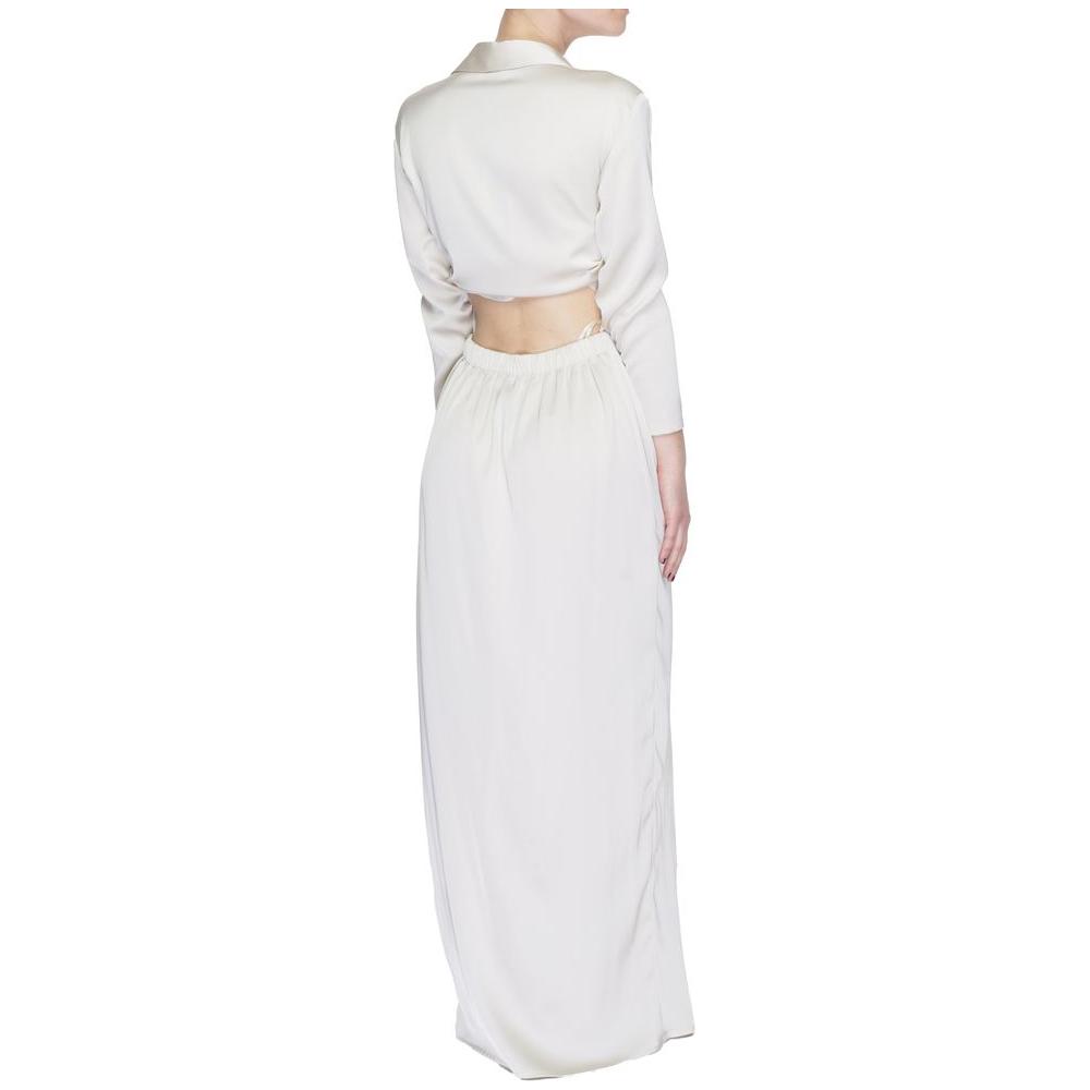 Sandro Ferrone Beige Polyester Dress Sandro Ferrone Light Gray