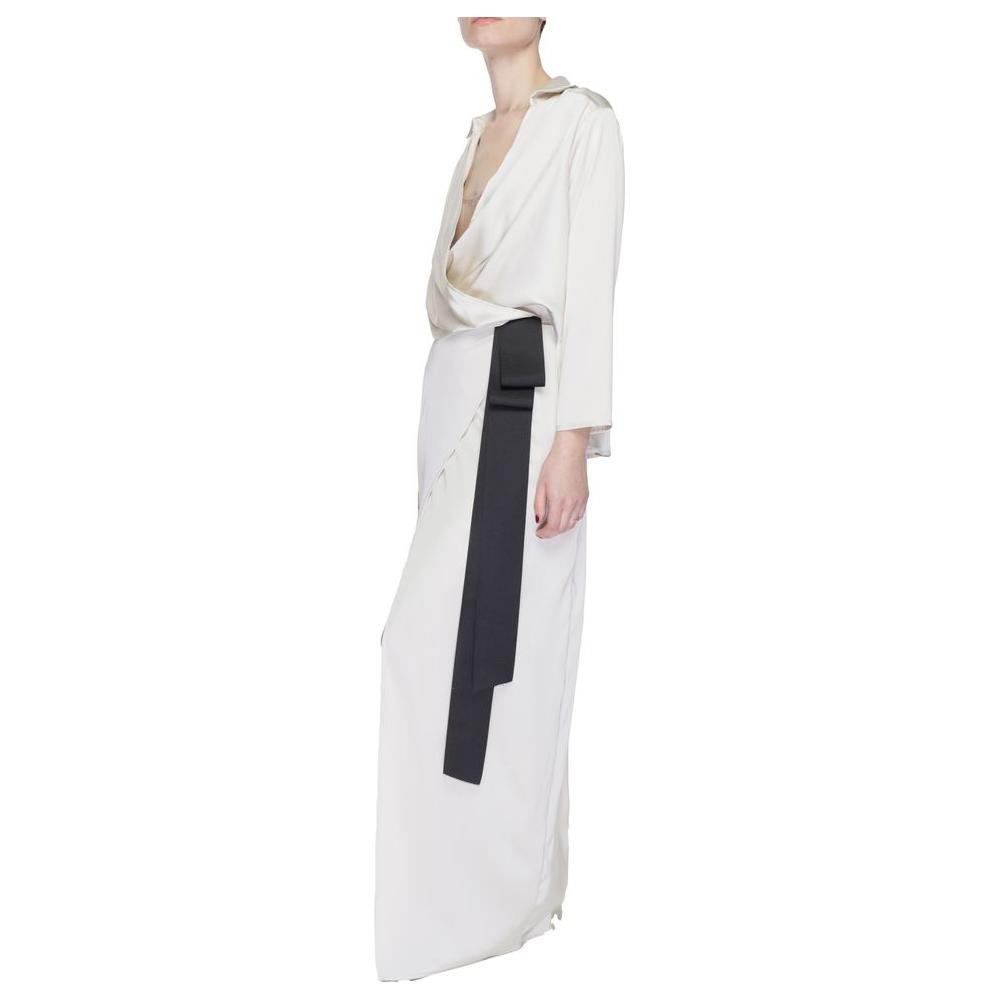Sandro Ferrone Beige Polyester Dress Sandro Ferrone Light Gray