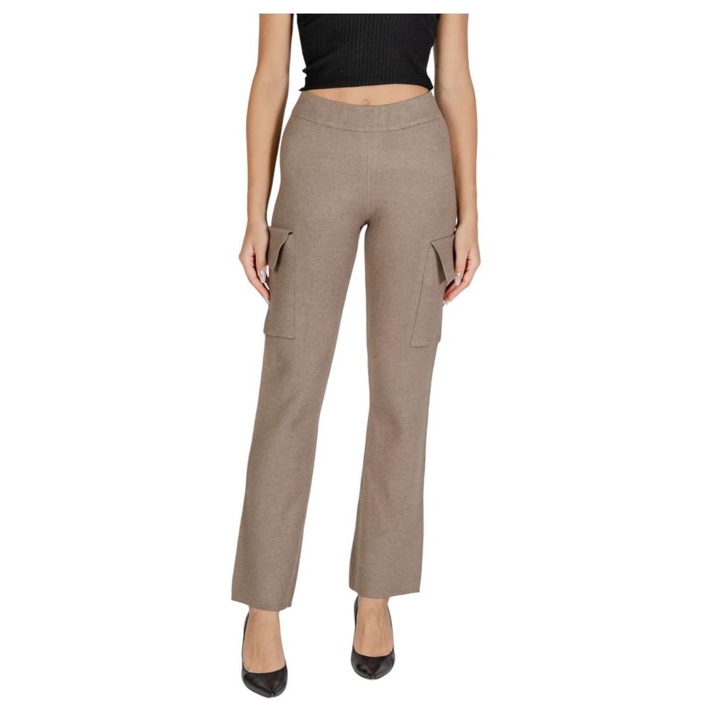 Vila Clothes Beige Viscose Jeans & Pant Vila Clothes Rosy Brown