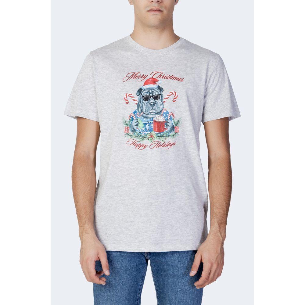 Jack Jones Gray Cotton T-Shirt Jack Jones Light Gray