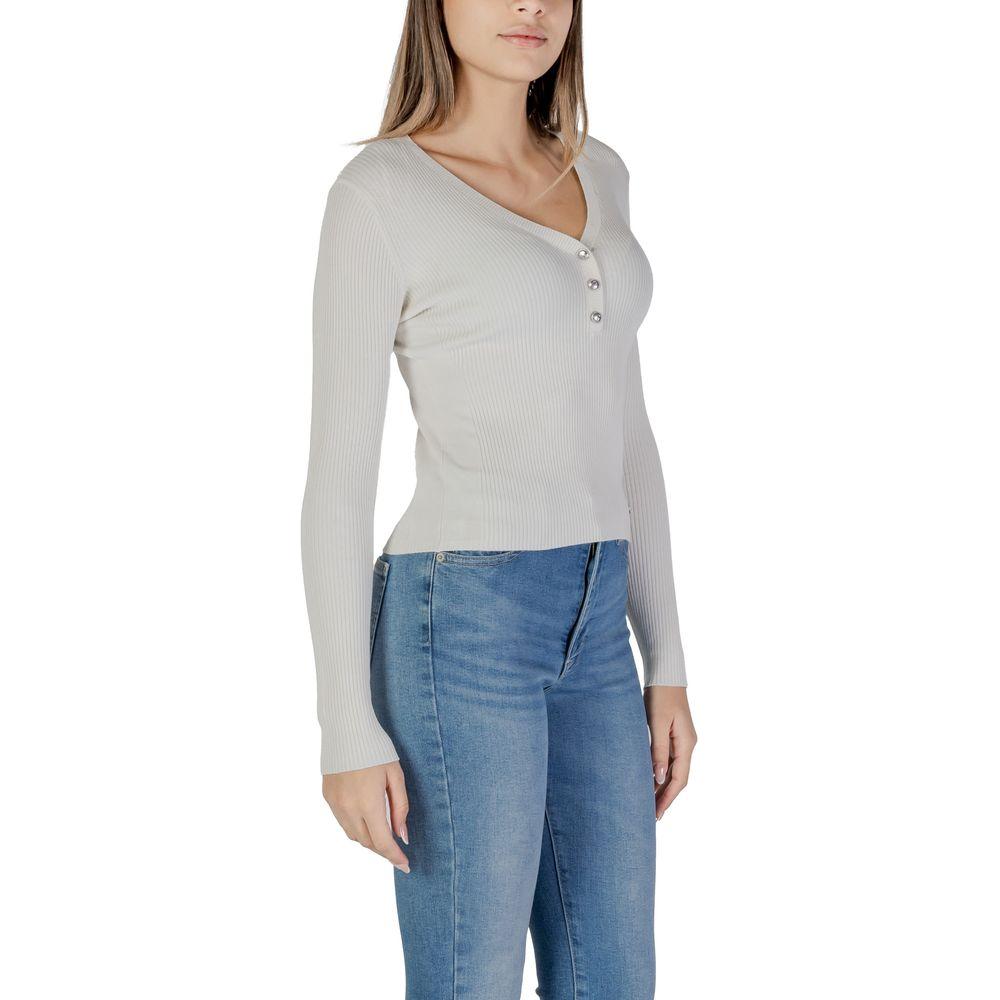 Guess Cream Viscose Tops & T-Shirt Guess Gray