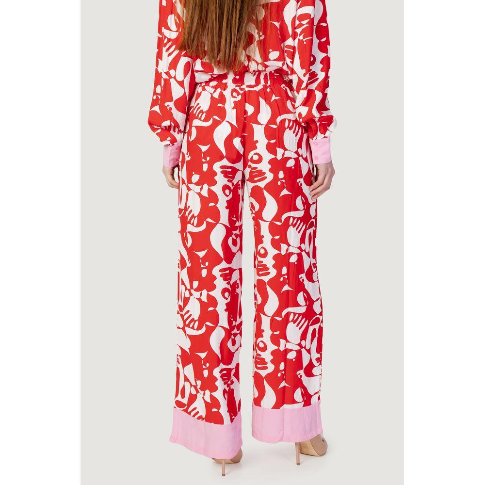 Vila Clothes Red Viscose Jeans & Pant Vila Clothes Firebrick