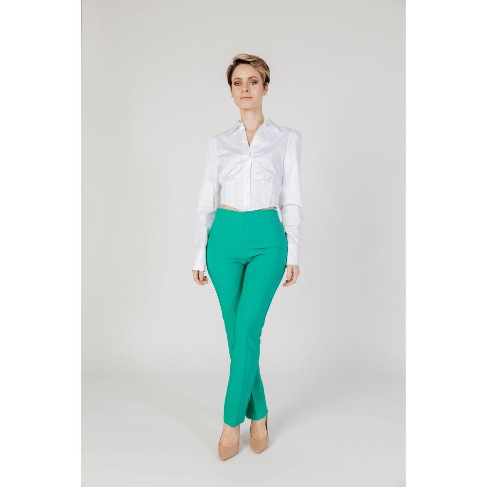 Sandro Ferrone Green Polyester Jeans & Pant Sandro Ferrone Light Gray