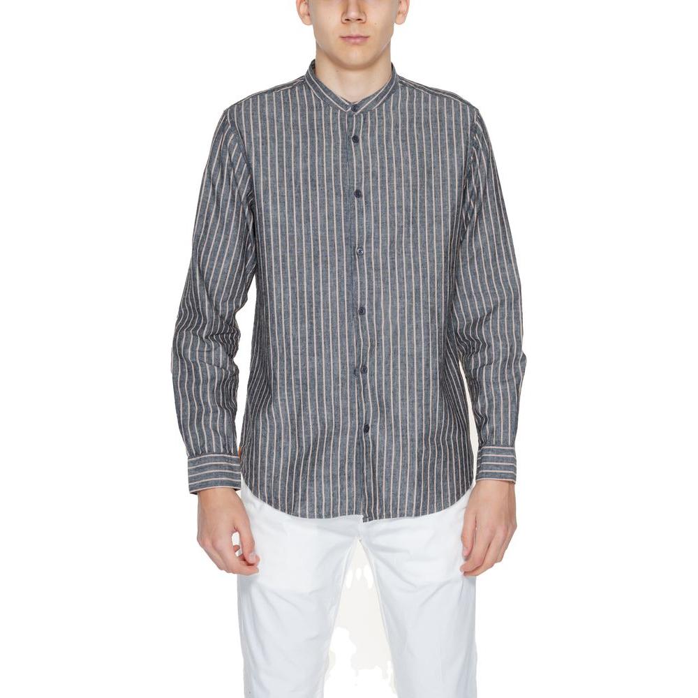 Gianni Lupo Gray Linen Shirt Gianni Lupo Slate Gray