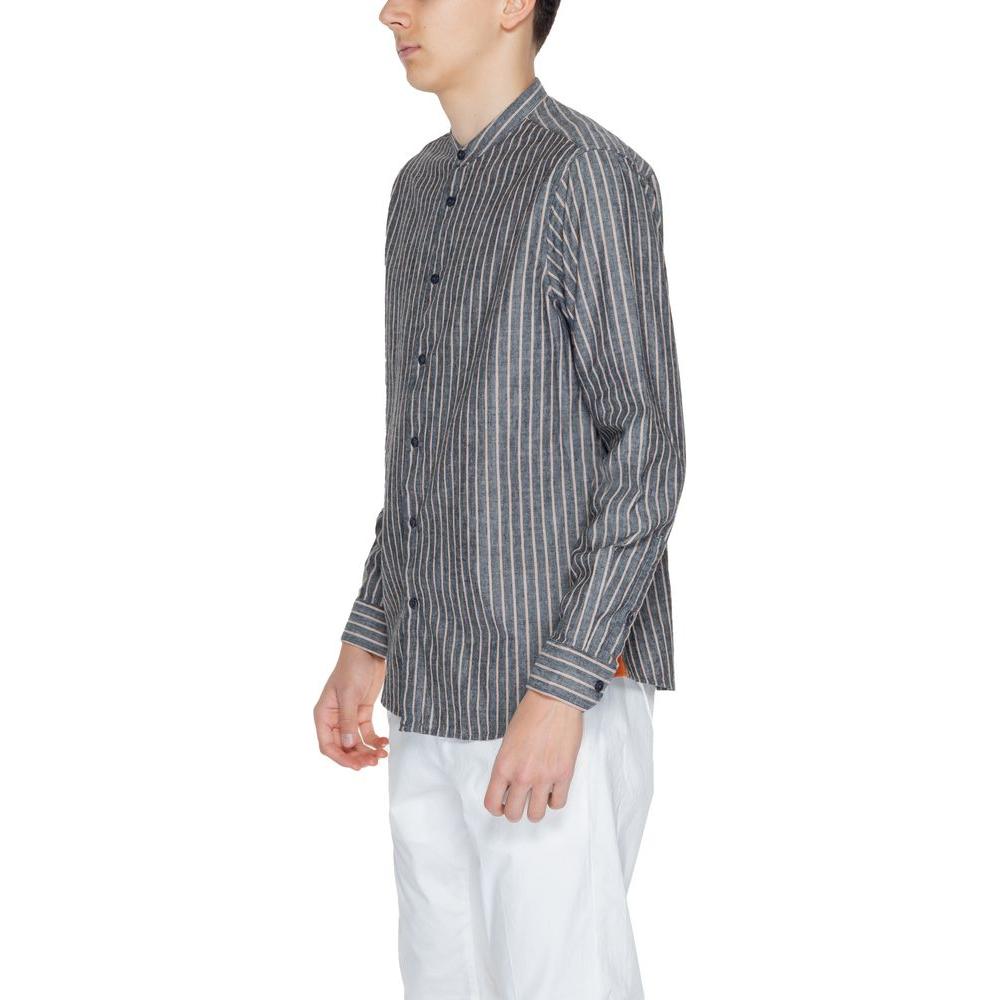 Gianni Lupo Gray Linen Shirt Gianni Lupo Slate Gray