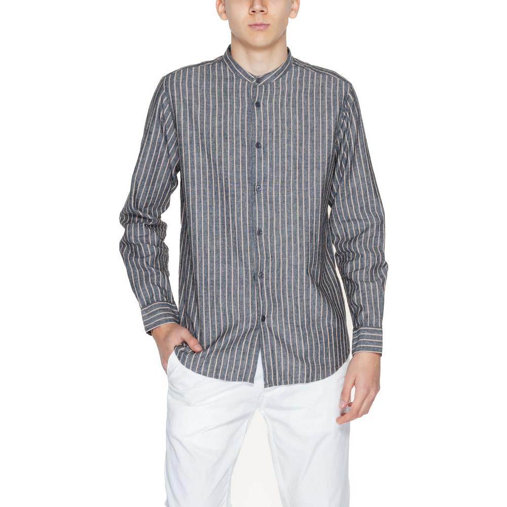 Gianni Lupo Gray Linen Shirt Gianni Lupo Light Slate Gray