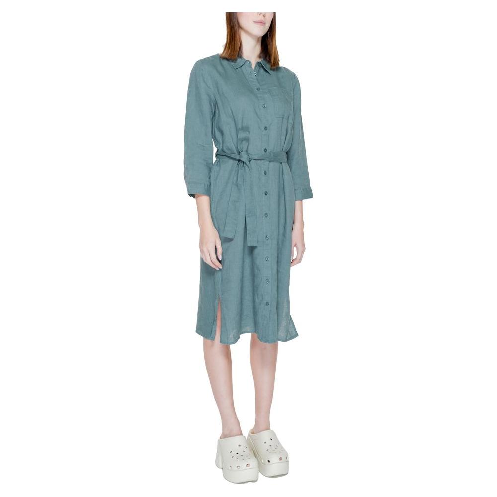 Street One Green Linen Dress Street One Light Slate Gray