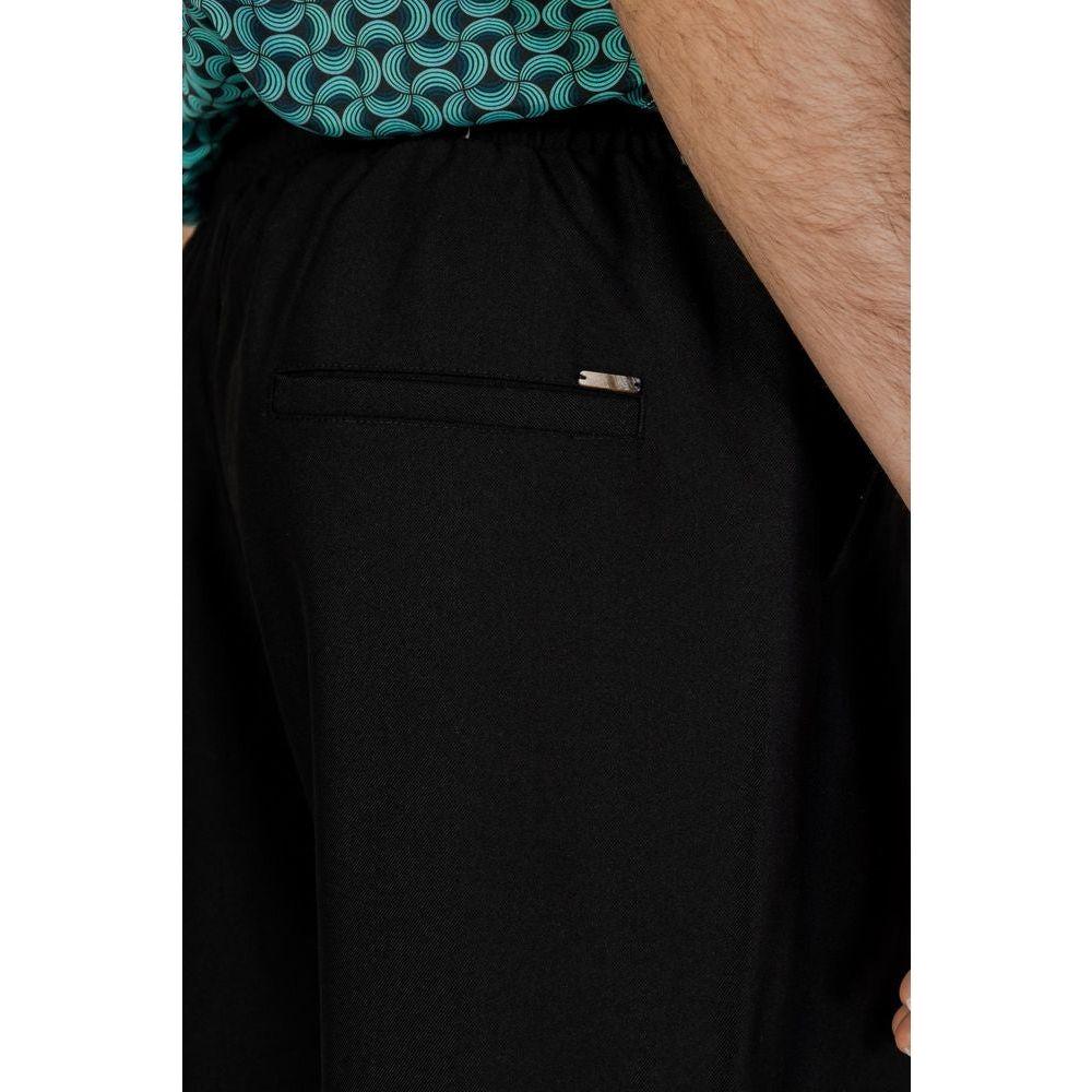 Gianni Lupo Black Polyester Jeans & Pant Gianni Lupo Black