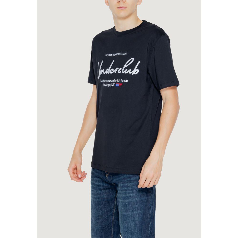 Man wearing Underclub Black Cotton T-Shirt, Spring/Summer collection, 100% cotton, casual style fashion for men.