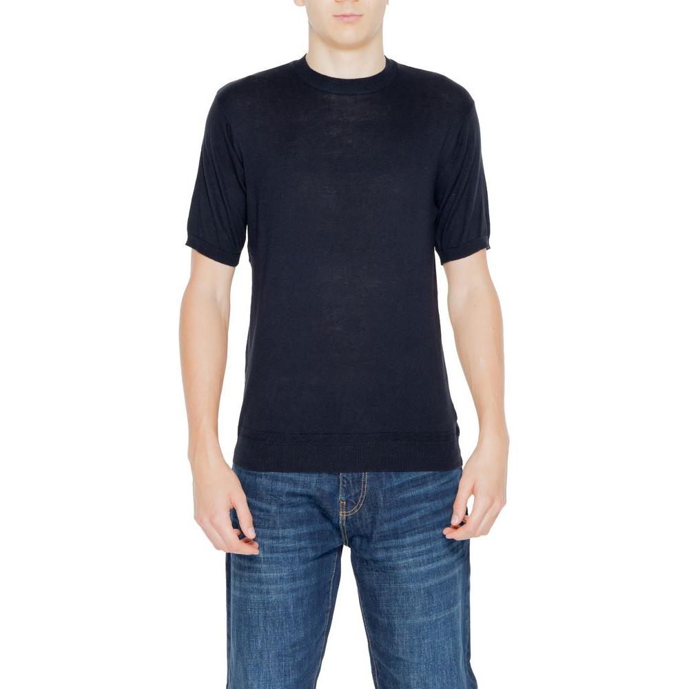 Men's Hamaki-Ho black cotton short sleeve sweater for spring/summer.