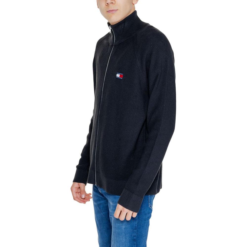 Tommy Hilfiger black cotton cardigan for men, part of the Autumn/Winter collection, featuring a stylish design.
