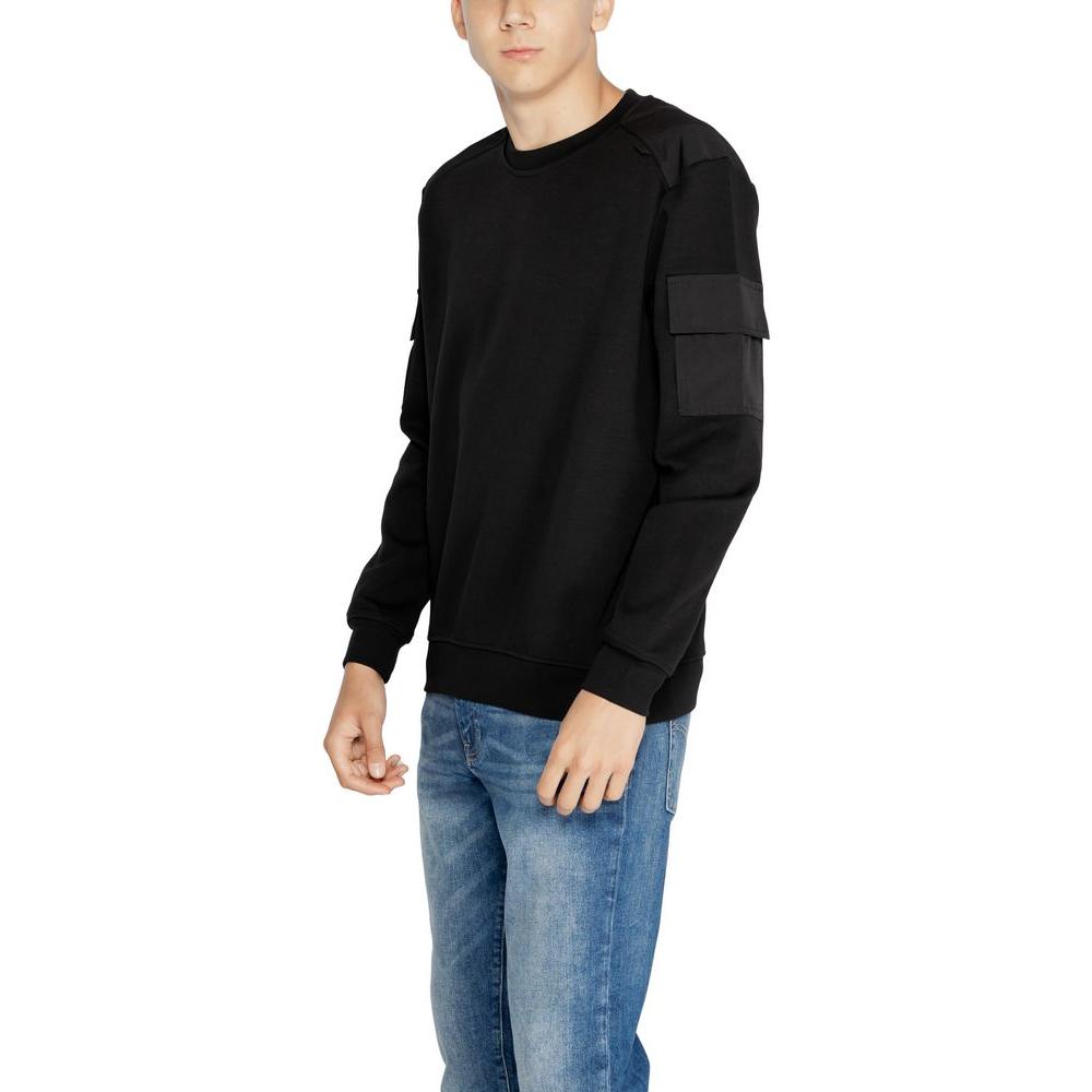Antony Morato black cotton sweater for men, part of the Fall/Winter collection, featuring a comfortable fit in a cotton-polyester blend.