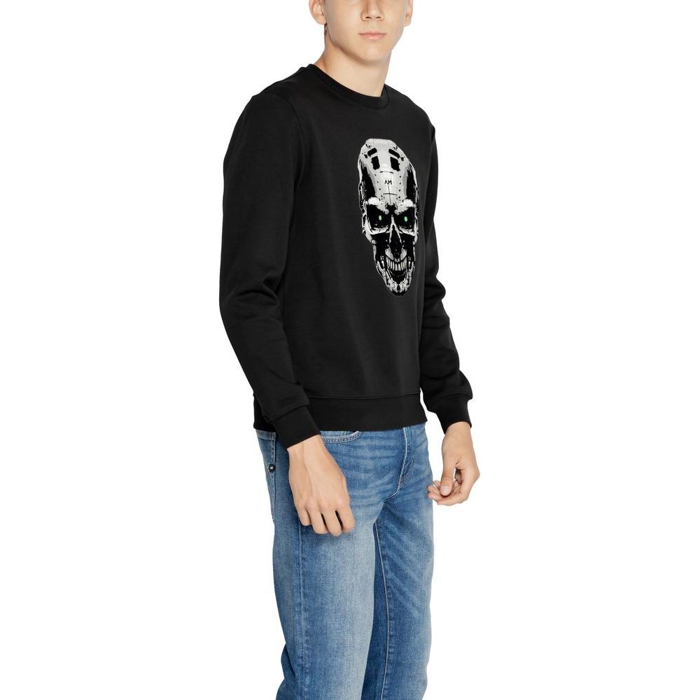 Men's black Antony Morato sweater with skull graphic, featuring cotton blend for fall-winter collection.