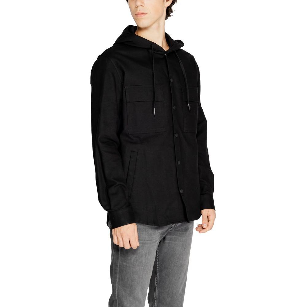 Antony Morato black cotton shirt for men, Fall/Winter collection, stylish casual wear
