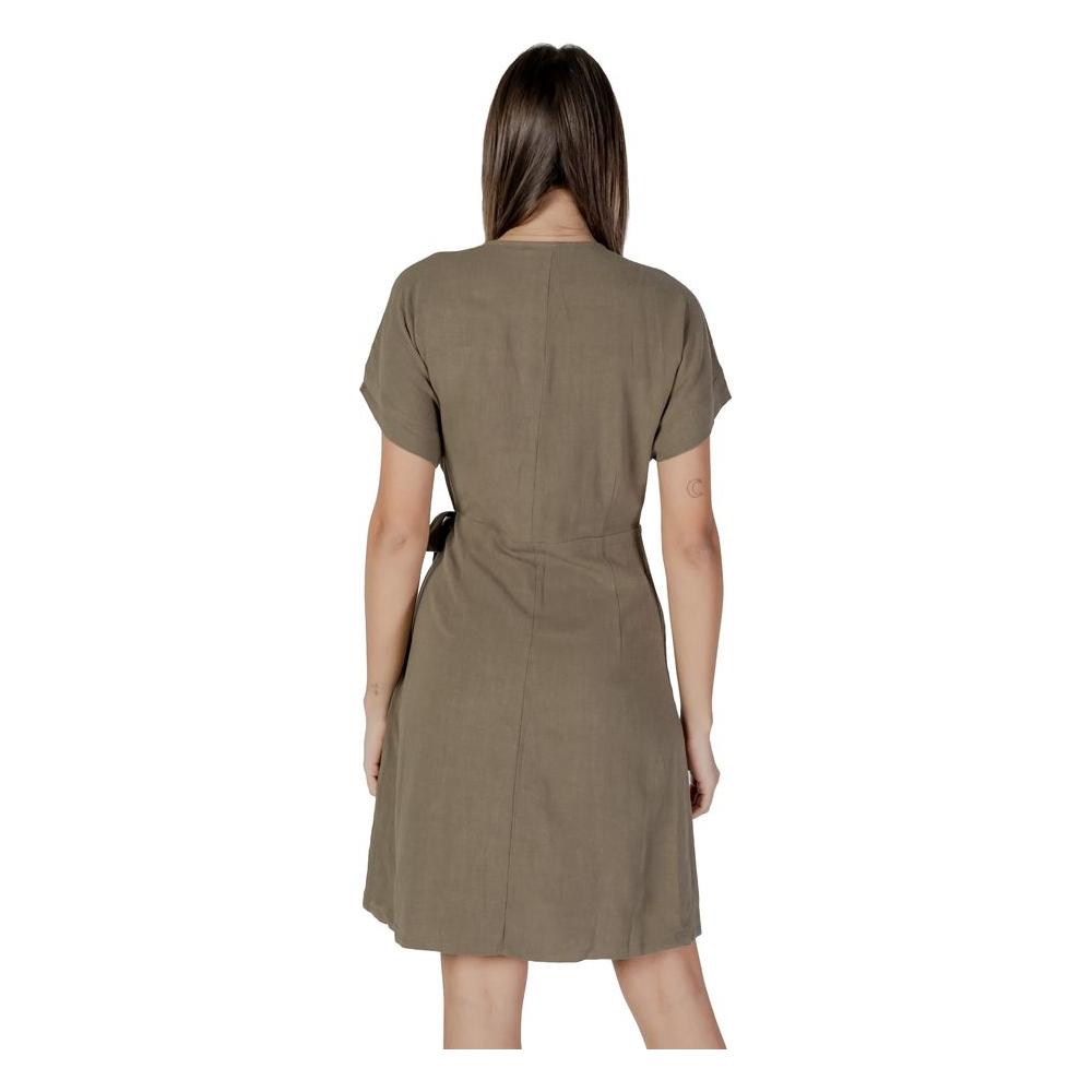 B.Young Green Viscose Dress B.Young Dim Gray