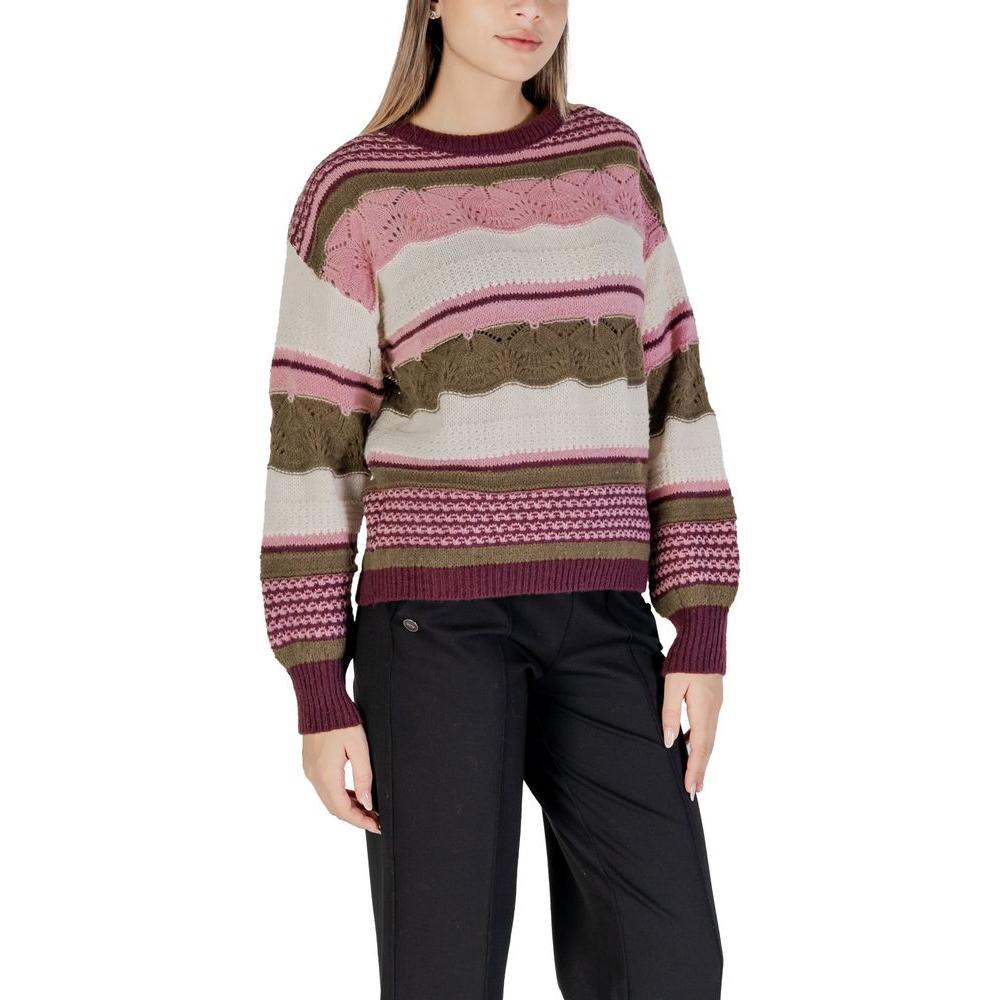 ICHI Multicolor Recycled Polyester Sweater for women; fall/winter knitwear with eco-friendly material, 55% recycled content.