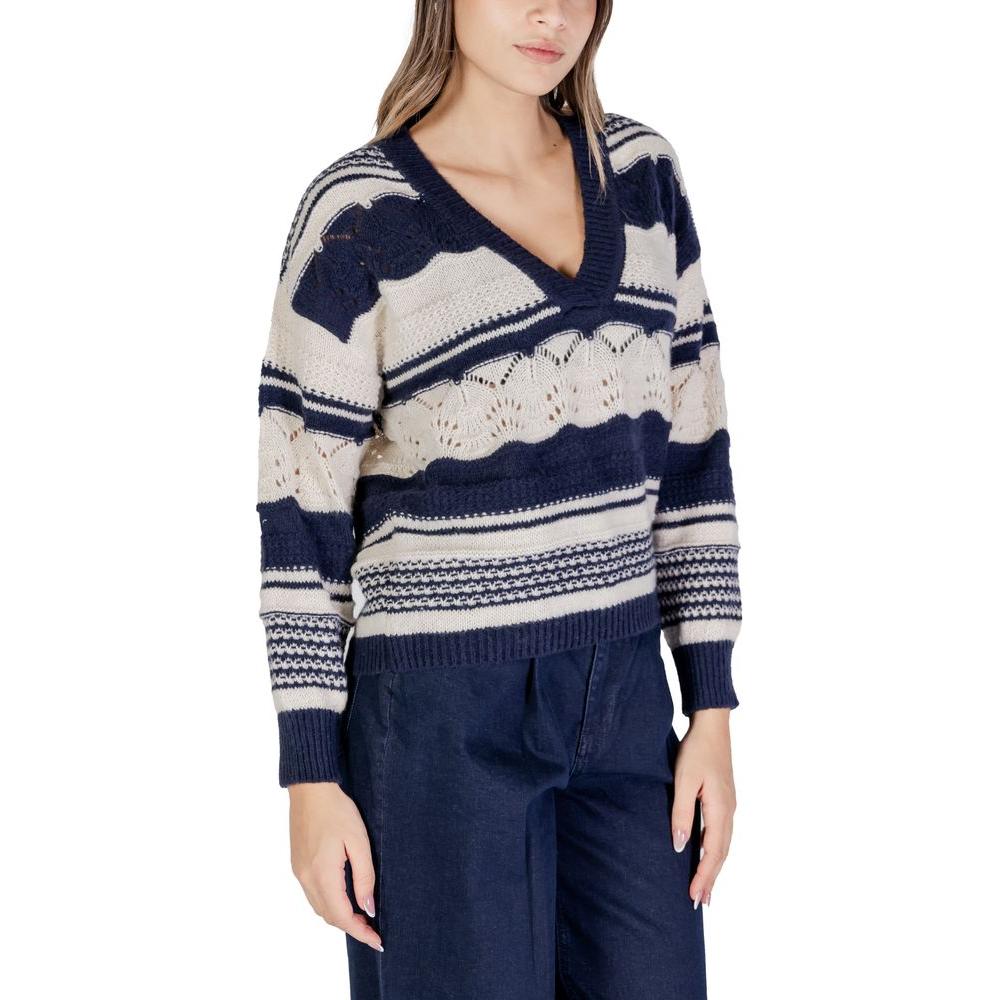 ICHI Blue Recycled Polyester Sweater ICHI Dark Slate Gray