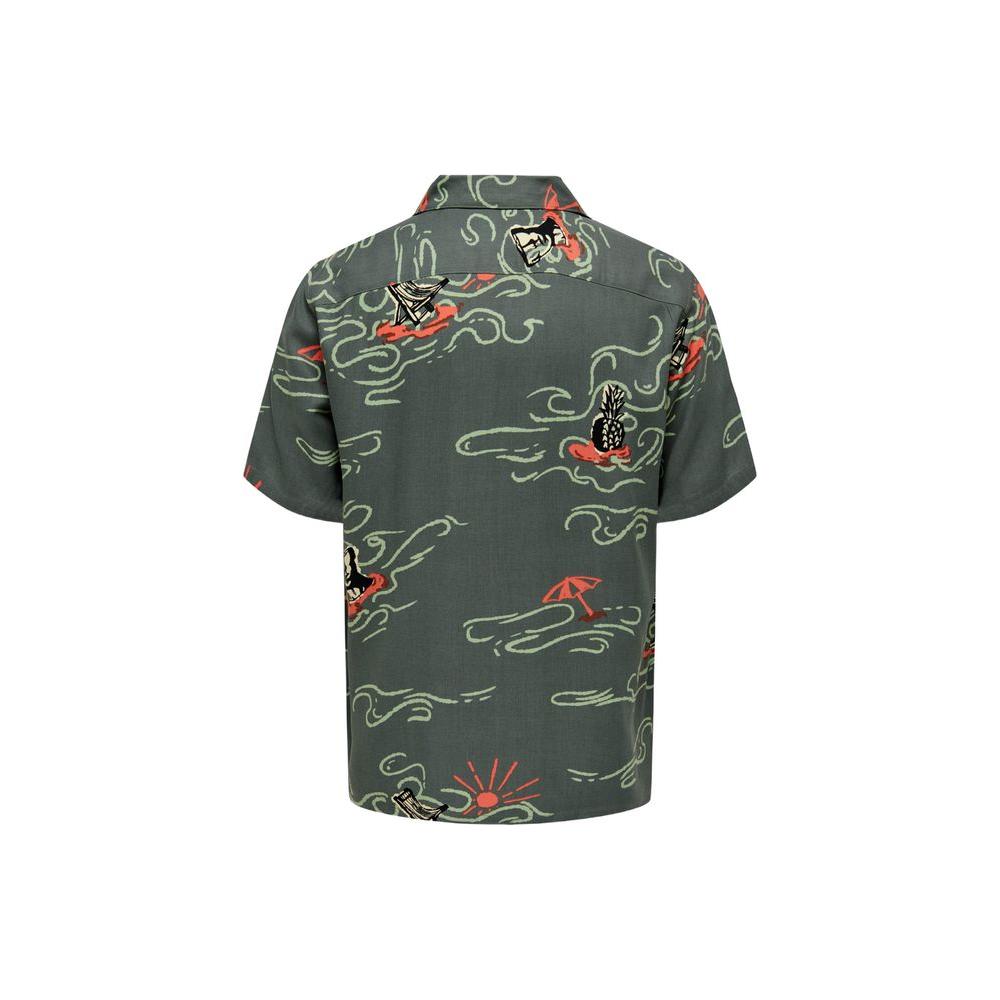 Only & Sons Green Viscose Shirt Only & Sons Dark Slate Gray