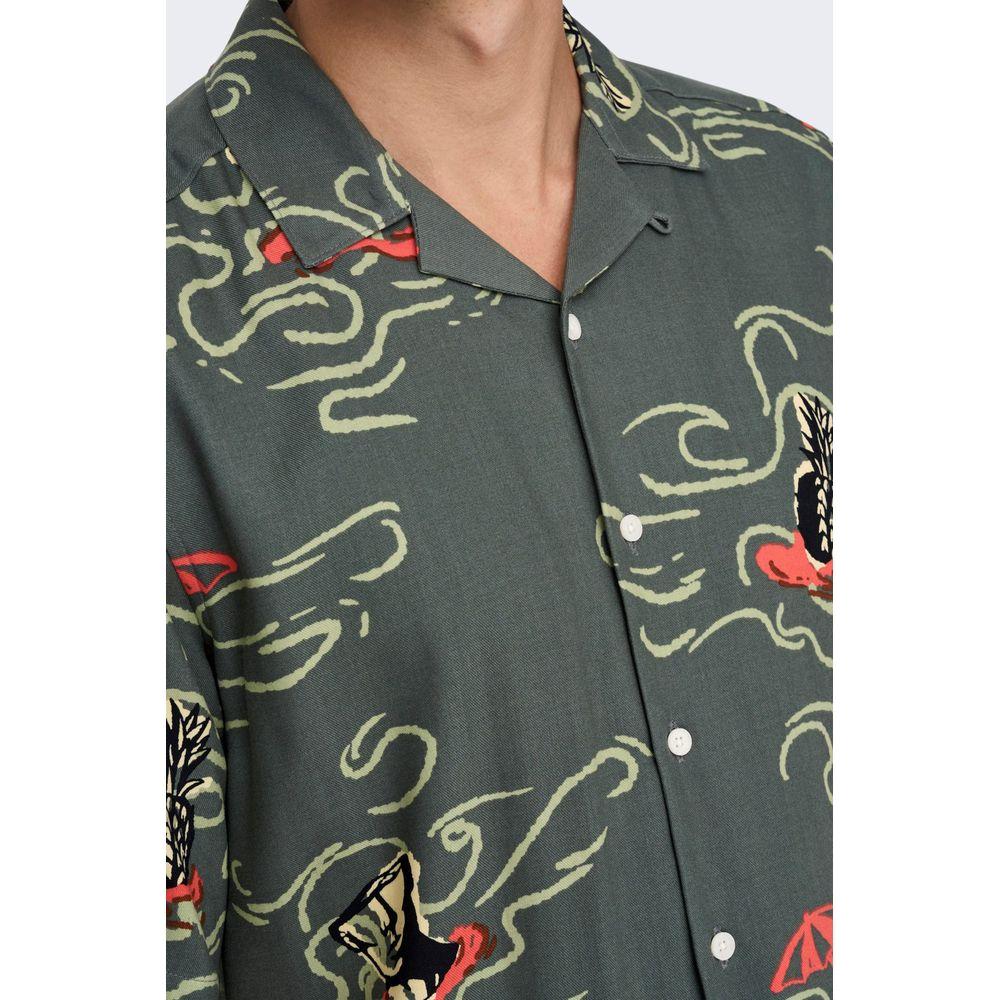 Only & Sons Green Viscose Shirt Only & Sons Dim Gray
