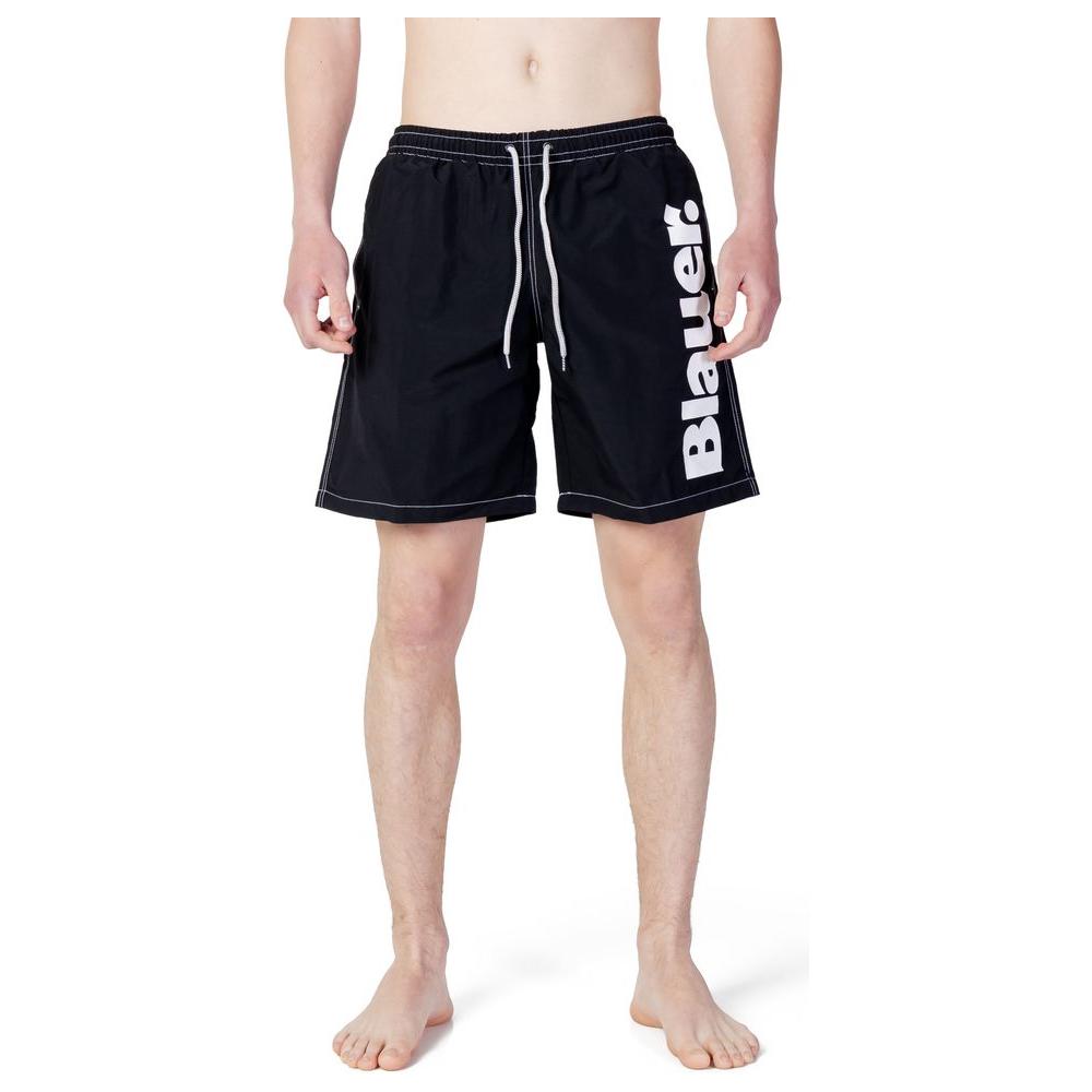 Blauer black polyester men's swimwear from Spring/Summer collection, featuring logo design and comfortable fit.