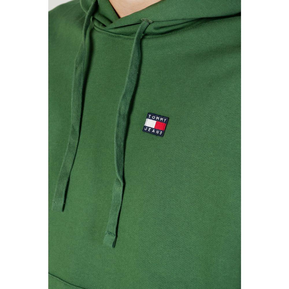 Tommy Hilfiger Jeans Green Cotton Sweater Tommy Hilfiger Jeans Dark Olive Green