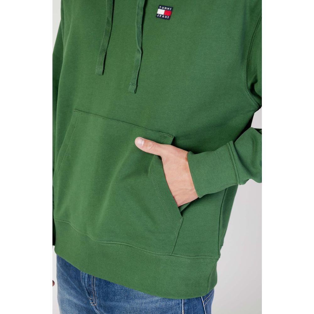 Tommy Hilfiger Jeans Green Cotton Sweater Tommy Hilfiger Jeans Dark Olive Green