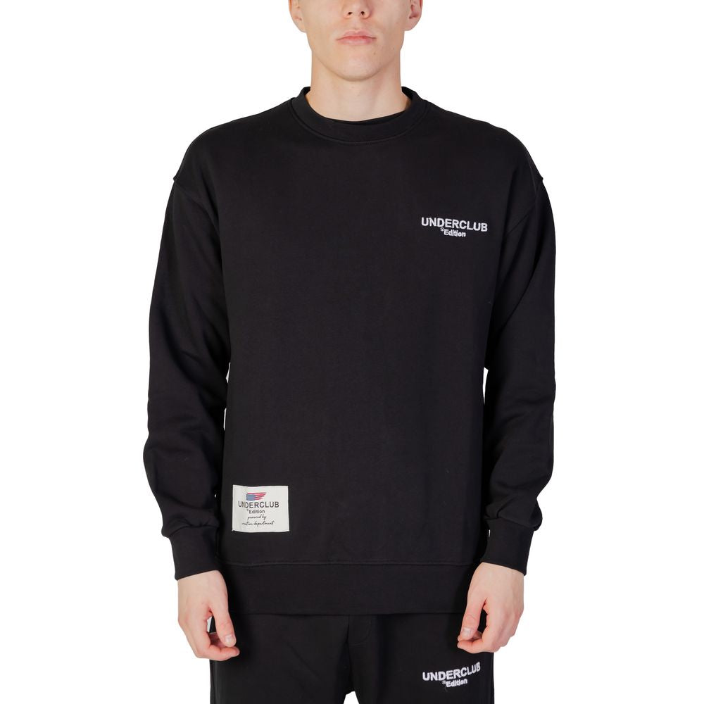 Underclub black cotton sweater, hoodless men's sweatshirt from autumn/winter collection, 100% cotton.