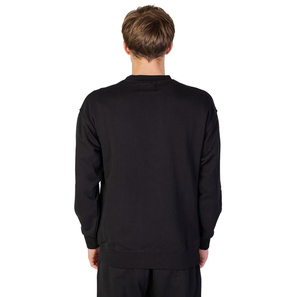 Back view of Underclub black cotton men's hoodless sweatshirt from the Autumn/Winter collection.