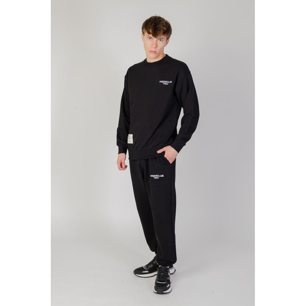 Black cotton Underclub sweater, men's hoodless sweatshirt, autumn/winter collection, 100% cotton.