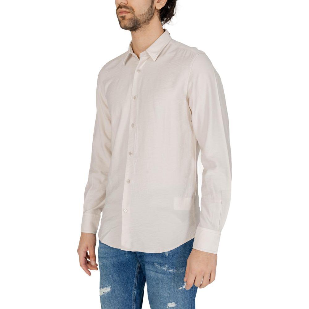 Antony Morato Beige Viscose Shirt Antony Morato Light Gray