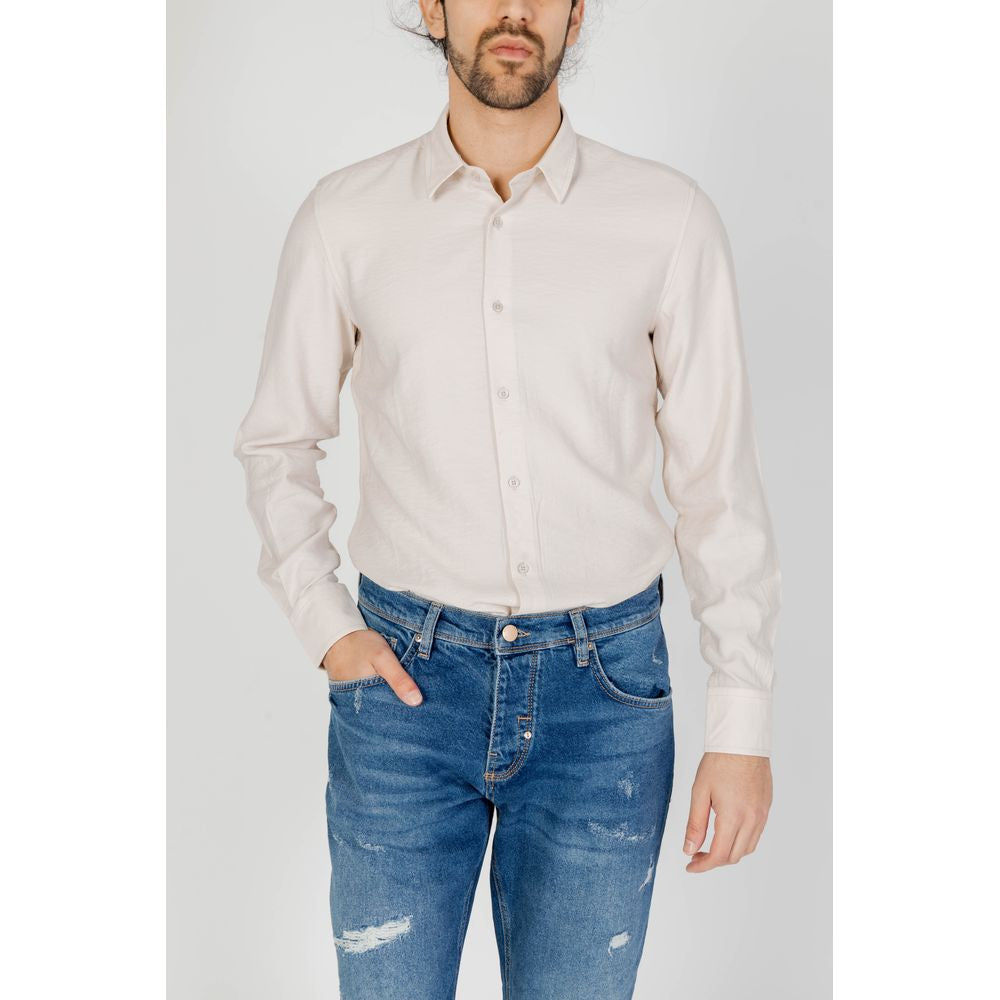Antony Morato Beige Viscose Shirt Antony Morato Light Gray
