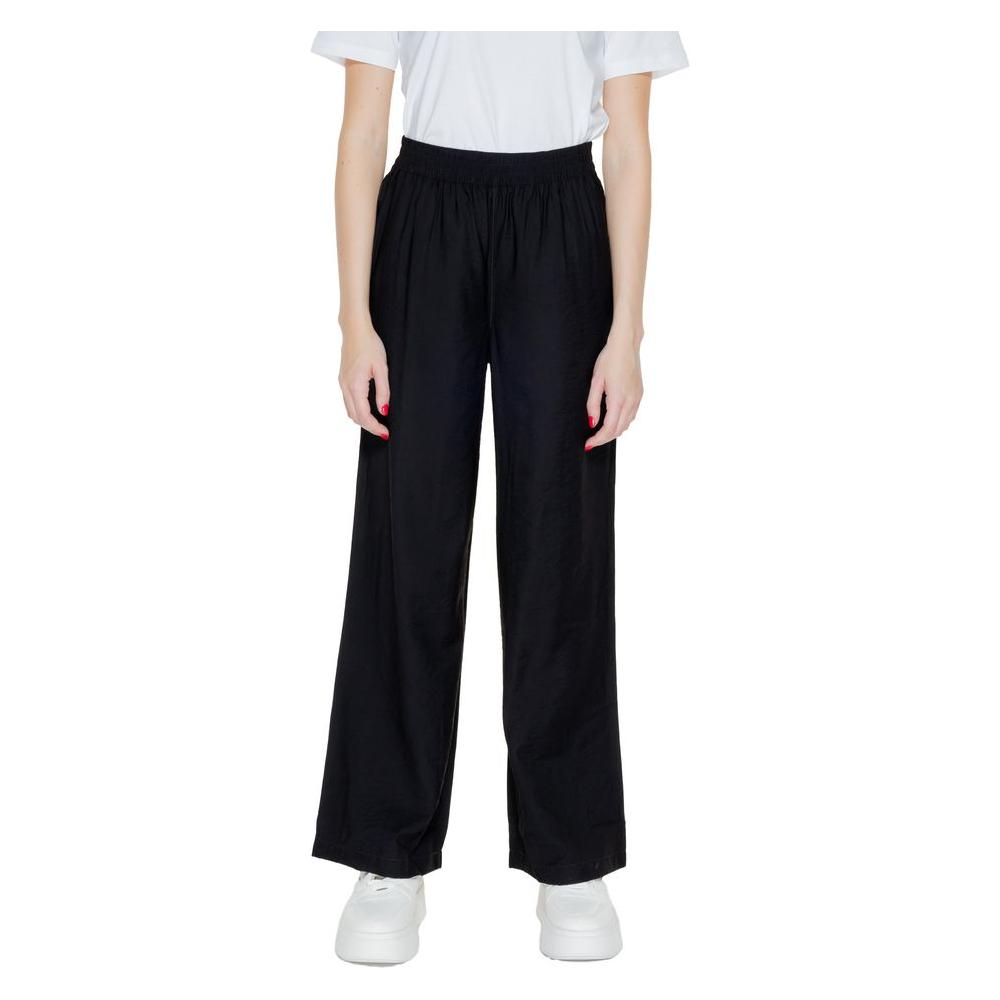 Jacqueline De Yong Black Viscose Jeans & Pant Jacqueline De Yong Black